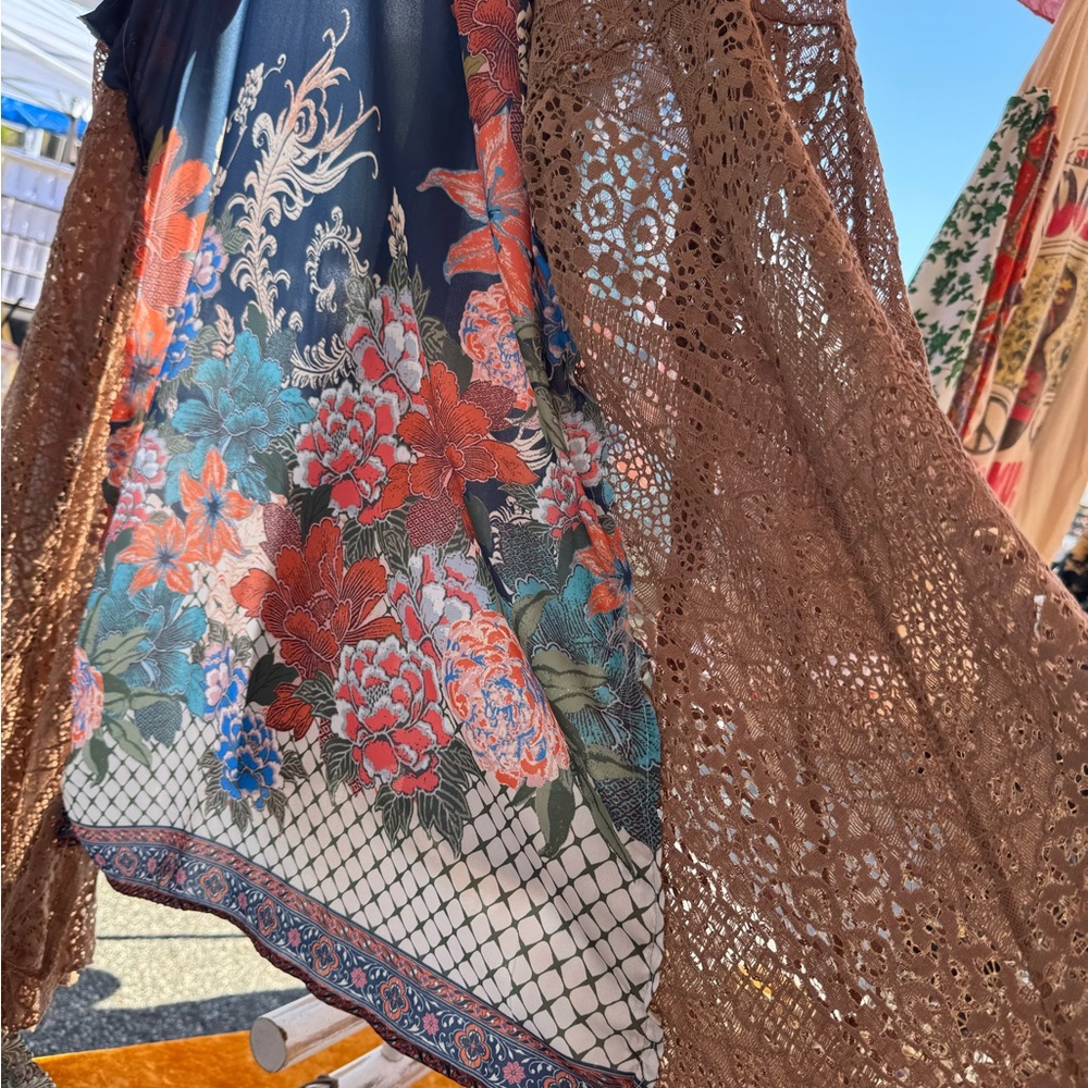 Boho Floral kimono modified with vi rage lace